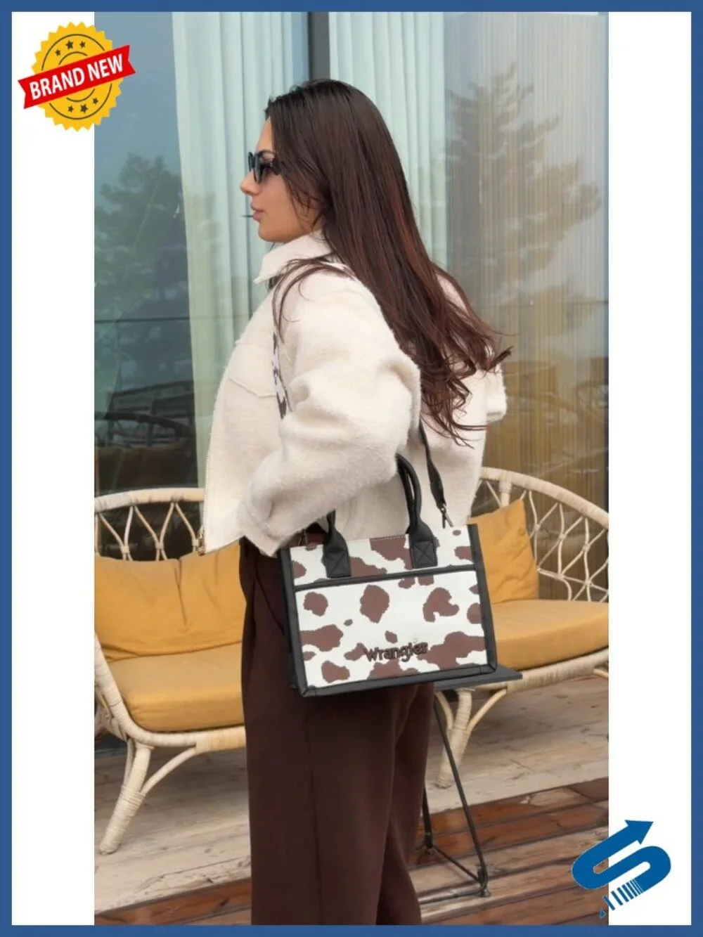 Vegan Leather Cow Print Tote Satchel Western Crossbody Purse